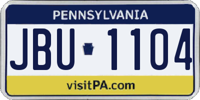 PA license plate JBU1104
