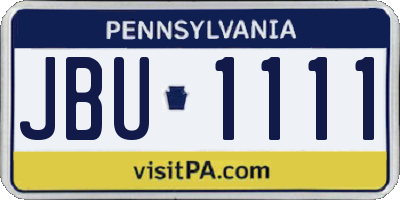 PA license plate JBU1111