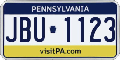 PA license plate JBU1123