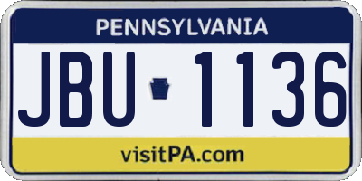 PA license plate JBU1136