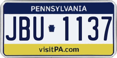 PA license plate JBU1137