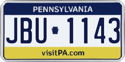PA license plate JBU1143