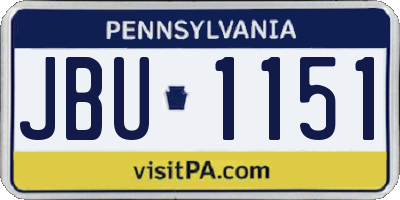 PA license plate JBU1151