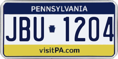 PA license plate JBU1204