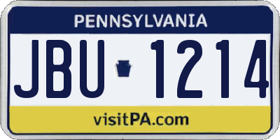 PA license plate JBU1214