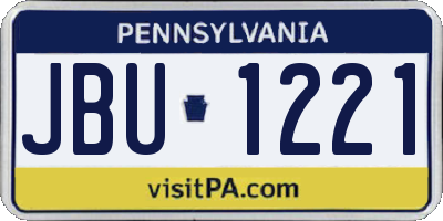 PA license plate JBU1221