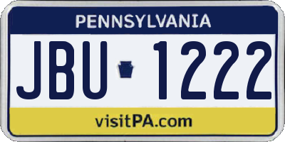 PA license plate JBU1222