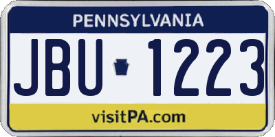 PA license plate JBU1223