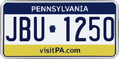 PA license plate JBU1250