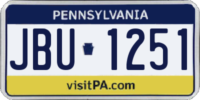 PA license plate JBU1251
