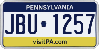 PA license plate JBU1257