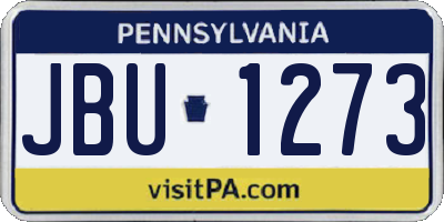 PA license plate JBU1273