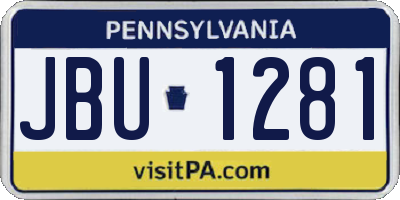 PA license plate JBU1281