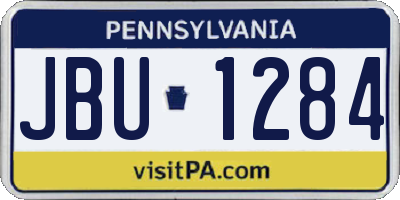 PA license plate JBU1284