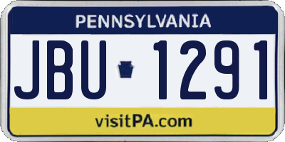 PA license plate JBU1291
