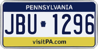 PA license plate JBU1296