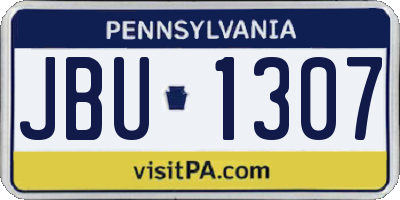 PA license plate JBU1307