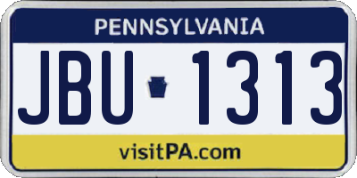 PA license plate JBU1313