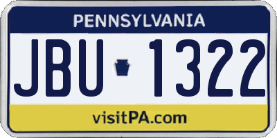 PA license plate JBU1322