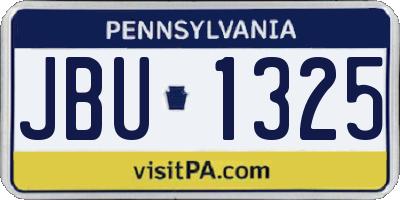PA license plate JBU1325