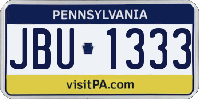 PA license plate JBU1333