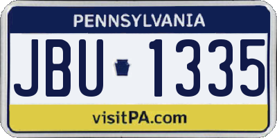 PA license plate JBU1335