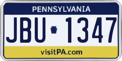 PA license plate JBU1347