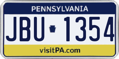 PA license plate JBU1354