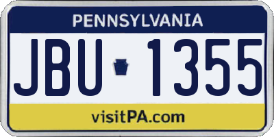 PA license plate JBU1355