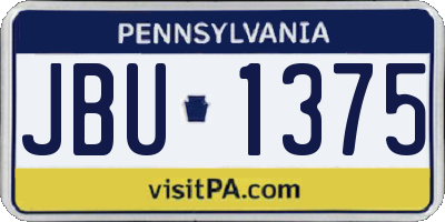 PA license plate JBU1375