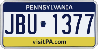 PA license plate JBU1377