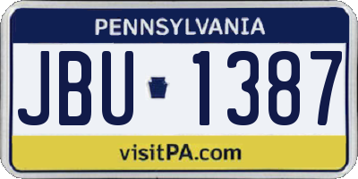 PA license plate JBU1387