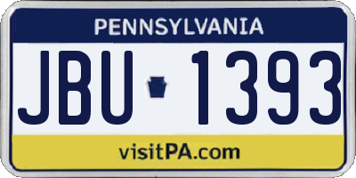 PA license plate JBU1393