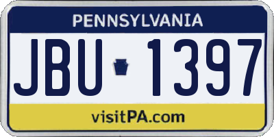 PA license plate JBU1397