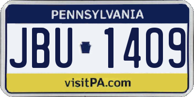PA license plate JBU1409