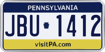 PA license plate JBU1412