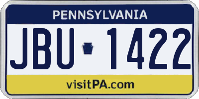 PA license plate JBU1422