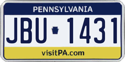 PA license plate JBU1431