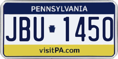 PA license plate JBU1450