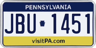 PA license plate JBU1451