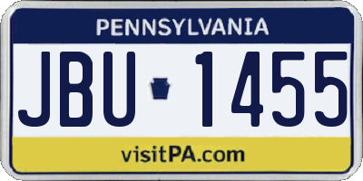PA license plate JBU1455