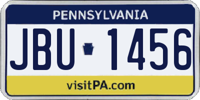 PA license plate JBU1456