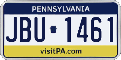 PA license plate JBU1461