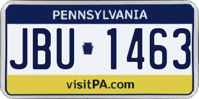 PA license plate JBU1463