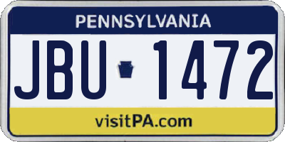 PA license plate JBU1472