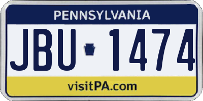 PA license plate JBU1474
