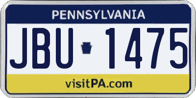 PA license plate JBU1475