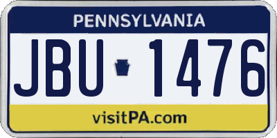 PA license plate JBU1476