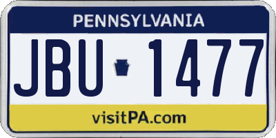 PA license plate JBU1477