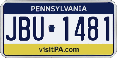 PA license plate JBU1481